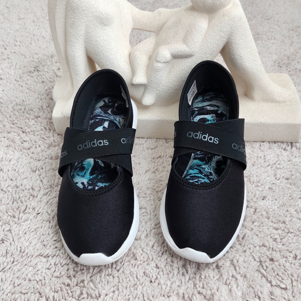 Adidas Womens Black and White Slip-On Sneakers